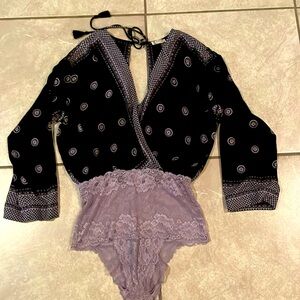 Free people printed blouse bodysuit